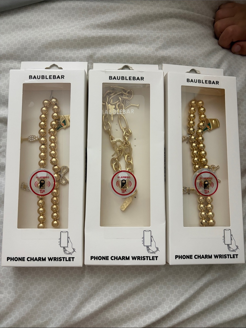 BaubleBar Gold Beaded Phone Charm Wristlet Trio